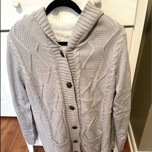 Long cardigan with fleece lining